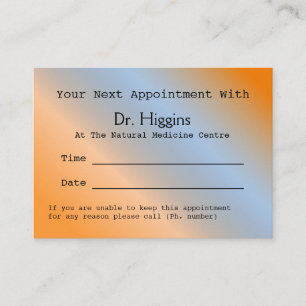Carte de rendez-vous médicale et dentaire orange m