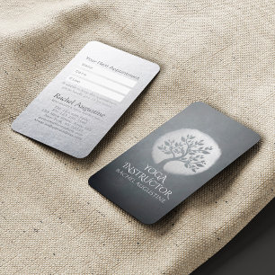 Carte De Rendez-vous Méditation Yoga Instructeur Reiki Arbre Noir Argen