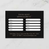 Carte De Rendez-vous Minimal Black Botanical Salon Appointment (Dos)
