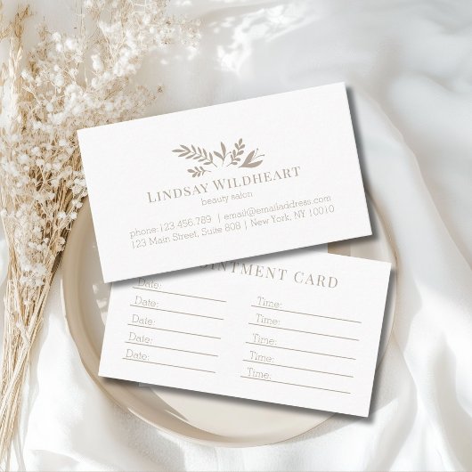 Carte De Rendez-vous Minimal White Botanical Salon