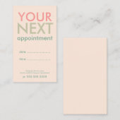 Carte de rendez-vous minimale de base en vert rose (Devant / Derrière)