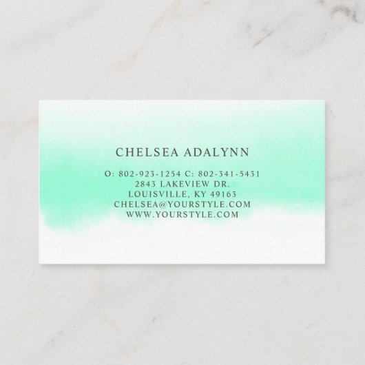 Carte de rendez-vous minimale Ombre Mint Watercolo (Dos)