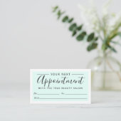Carte De Rendez-vous Minuscule Elegant Mint Vert Bordure Blanche Script (Debout devant)