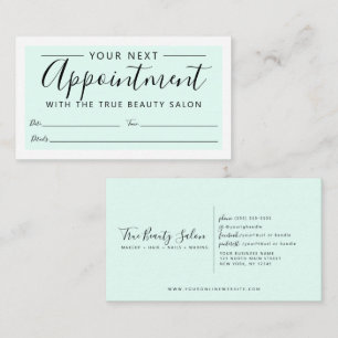Carte De Rendez-vous Minuscule Elegant Mint Vert Bordure Blanche Script
