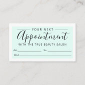 Carte De Rendez-vous Minuscule Elegant Mint Vert Bordure Blanche Script (Devant)