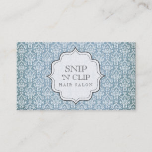 Carte De Rendez-vous Mode antique élégante bleue de coiffeur de damassé