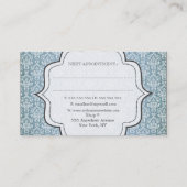 Carte De Rendez-vous Mode antique grunge bleue de coiffeur de damassé (Dos)