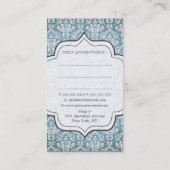 Carte De Rendez-vous Mode antique grunge bleue de coiffeur de damassé (Dos)