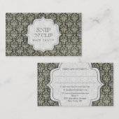 Carte De Rendez-vous Mode antique grunge foncée de coiffeur de damassé (Devant / Derrière)