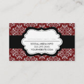 Carte De Rendez-vous Modèle Damas classique (rouge) Nomination (Dos)