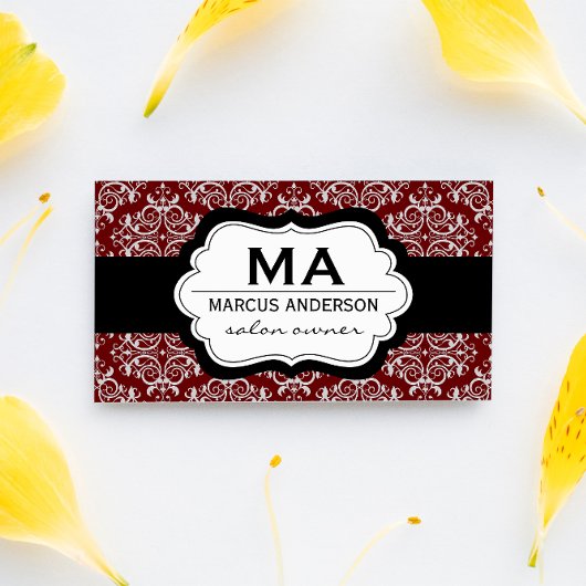 Carte De Rendez-vous Modèle Damas classique (rouge) Nomination