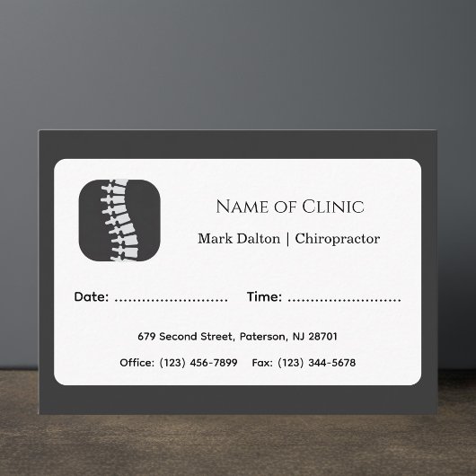 Carte De Rendez-vous Modern Chiropractor Appointment Reminder