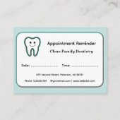Carte De Rendez-vous Modern Dentist Appointment Reminder Cards (Devant)