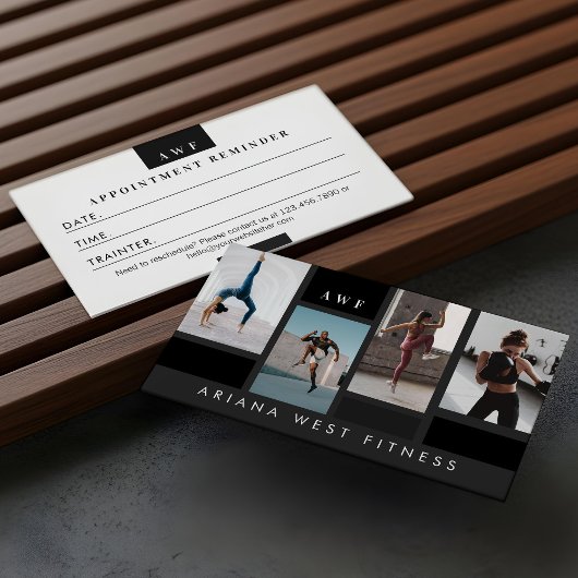 Carte De Rendez-vous Modern Four Photo Collage Personal Trainer Fitness