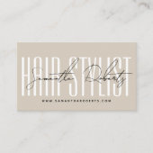 Carte De Rendez-vous Modern hair stylist script typography beige (Devant)