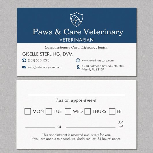 Carte De Rendez-vous Modern Pet Appointment Reminder Veterinarian