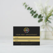 Carte De Rendez-vous Modern Professional Black & Gold Simple Reminder (Debout devant)