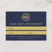 Carte De Rendez-vous Modern Professional Navy Blue Gold Simple Reminder (Devant)