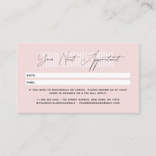 Carte De Rendez-vous Modern script typography professional reminder (Dos)