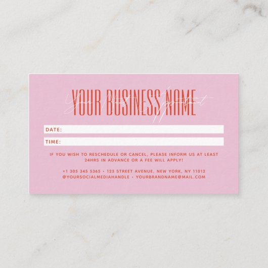 Carte De Rendez-vous Modern script typography professional reminder (Dos)