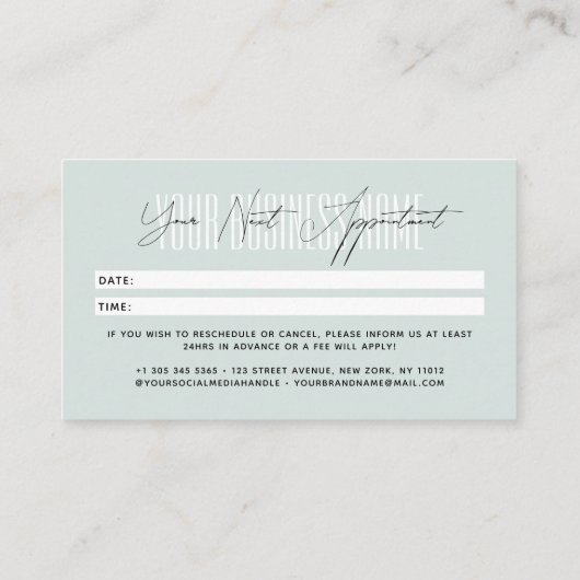 Carte De Rendez-vous Modern script typography professional reminder (Dos)