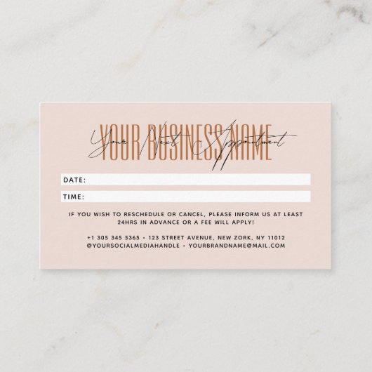 Carte De Rendez-vous Modern script typography professional reminder (Dos)