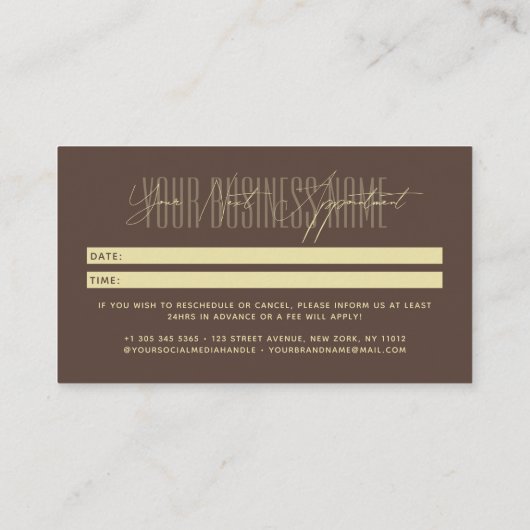 Carte De Rendez-vous Modern script typography professional reminder (Dos)