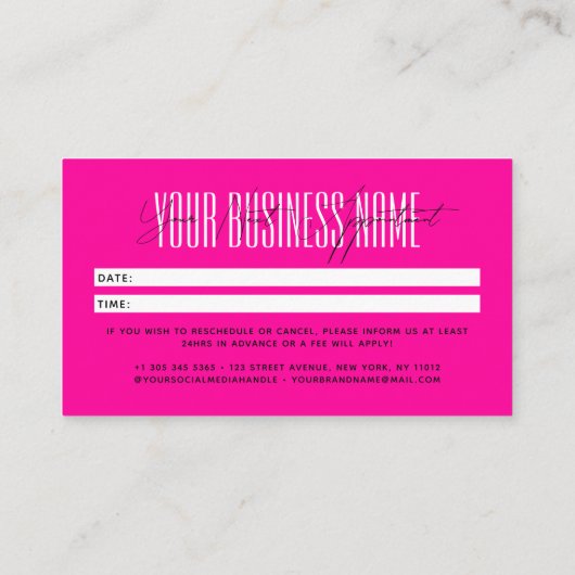 Carte De Rendez-vous Modern script typography professional reminder (Dos)