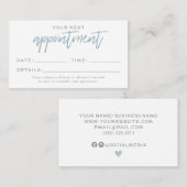 Carte de rendez-vous moderne bleu et blanc (Devant / Derrière)