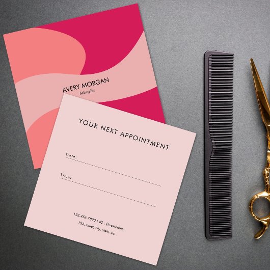 Carte De Rendez-vous Moderne chic Abstrait coiffeur rose