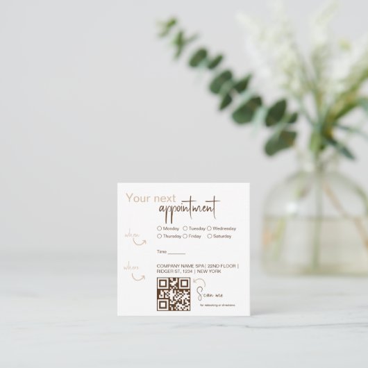 Carte de rendez-vous moderne Elegant avec QRcode (Debout devant)