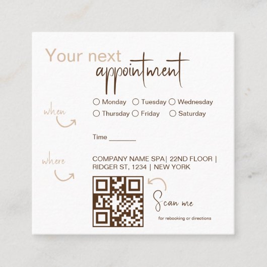 Carte de rendez-vous moderne Elegant avec QRcode (Devant)