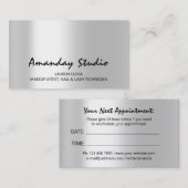 Carte de rendez-vous moderne gris argent minimal (Devant / Derrière)