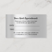 Carte de rendez-vous moderne gris argent minimal (Dos)