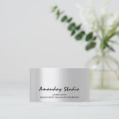 Carte de rendez-vous moderne gris argent minimal (Debout devant)