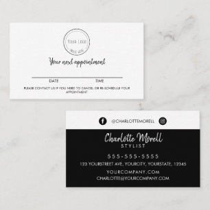 Carte De Rendez-vous Moderne minimaliste noir blanc simple avec applica