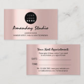 Carte de rendez-vous moderne Rose rose Logo person (Devant / Derrière)