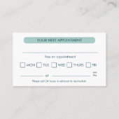 Carte de rendez-vous moderne turquoise clair pour  (Dos)
