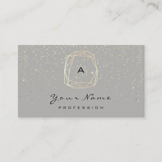Carte De Rendez-vous Monogram Diamond Grey Gold Confetti Blogger (Devant)
