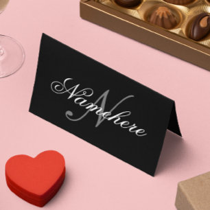 Carte De Rendez-vous Monogramme de nom noir et blanc personnalisé uniqu