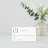 Carte De Rendez-vous Monogramme Moderne Rose et Violet (Debout devant)