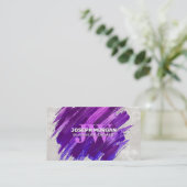 Carte De Rendez-vous Monogramme | Peinture violette brossée (Debout devant)