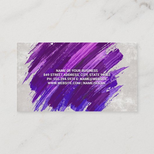 Carte De Rendez-vous Monogramme | Peinture violette brossée (Dos)