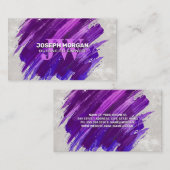 Carte De Rendez-vous Monogramme | Peinture violette brossée (Devant / Derrière)