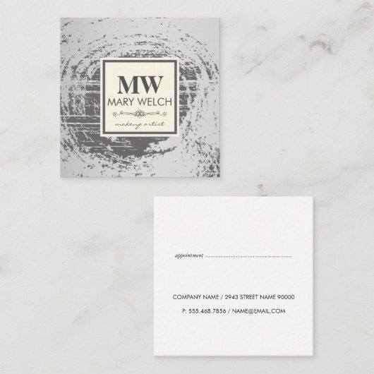 Carte De Rendez-vous Monogramme Texture rustique Elément fantaisie (Devant / Derrière)