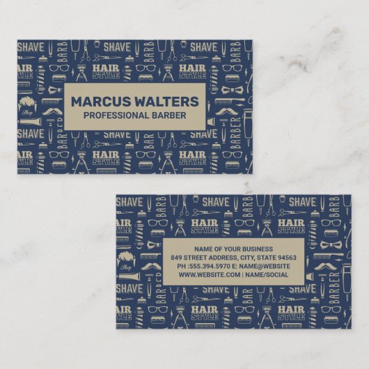 Carte De Rendez-vous Motif Barber Tools (Devant / Derrière)