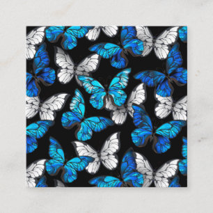 Carte De Rendez-vous Motif sans couleur foncée avec papillons bleus Mor