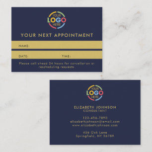 Carte De Rendez-vous Navy Blue Or Simple Moderne Professionnel Rappel E