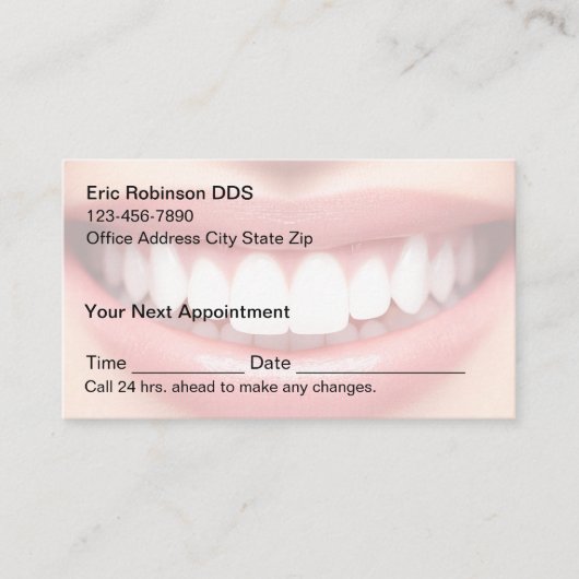 Carte De Rendez-vous New Dentist Office Smile Appointment Cards (Devant)