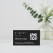 Carte De Rendez-vous Noir & Blanc, Minimal, Élégant, Salon, Code QR (Debout devant)